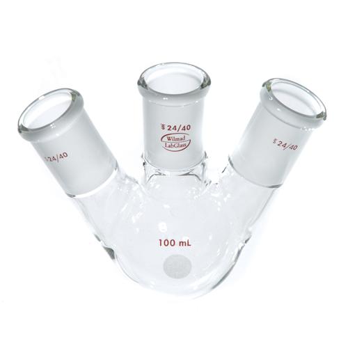Round Bottom Vertical Angled Three Neck Flasks